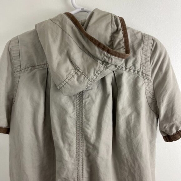 Free People Khaki Short Sleeve Cotton Utility Jacket w/ Hood - Picture 10 of 11